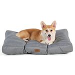 Bedsure Dog Bed Medium Washable -Waterproof Puppy Dog Bed Mattress for Small dogs with Oxford Fabric, Water Resistant Flat Pet Pillow Bed for Dog Crate, Grey Dog Mat Outdoor, 76x50x10cm