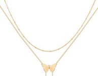 MEVECCO Layered Heart Necklace Pendant Handmade 18k Gold Plated Dainty Gold Choker Arrow Bar Layering Long Necklace for Women, Brass, Gold, Cubic Zirconia