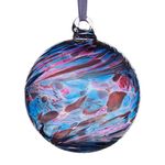 Hanging Glass Friendship Ball, 8cm, Blue and Pink