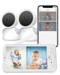 ARENTI 3MP Baby Monitor with 2 Cameras, 5-inch Split Screen Display, WiFi 6 Smartphone App, Night Vision, Cry Detection, Temp & Humidity Sensor, 2-Way Audio (D3 Set)