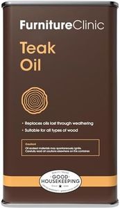 Furniture Clinic Teak Oil | 10x More Teak Oil | 170fl oz / 5 Liter | Wood Oil Protects & Cleans Outdoor & Indoor Furniture, & Boats | Restore & Protect Wood, Prevent Drying | Natural Matte Finish