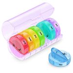 SUKUOS Tablet Dispenser Pill Dispenser 7 Day 3 Times a Day Solid Lockable Lid, Essential Medication Aid for The Elderly, Alzheimers & Dementia Patients