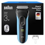 Braun Series 3 ProSkin Electric Shaver, 3040si, Black/Blue - Wet & Dry Electric Razor for Men, Pop Up Precision Trimmer, Rechargeable, Cordless, Designed in Germany