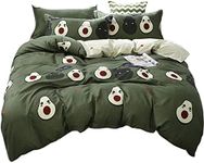 Funny Avocado Bed Linen Set Kids Children's Bedding Set King Bedding &Linen with Zip Soft Breathable Microfibre Heavenly Quality Duvet Cover Set with 2 Pillowcases 3Pieces Tropical Fruit Pattern