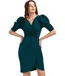 Sheetal Associates Women's Puff Sleeve V-Neck Bodycon Casual Mini Dress Dark Blue - Pack of 1