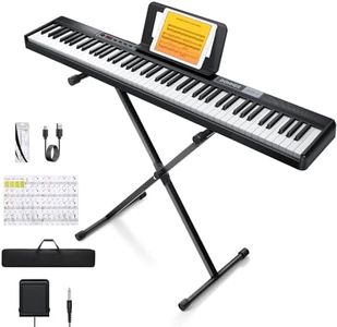 Donner Piano Keyboard 88 Keys, Beginner Digital Keyboard Piano Velocity-Sensitive Keys, Portable Electric Piano with Stand, Sustain Pedal, Carrying Case and Keyboard Stickers, DEP-1