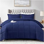 satisomnia Twin Comforter Set Navy, Lightweight Comforters Twin Size Bed, Soft Breathable Down Alternative Bed Comforter Set, Solid Navy All Season 2Pcs Twin XL Bedding Set with 1 Pillow Sham