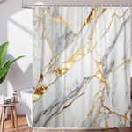 DuriLolly Gray Gold Marble Shower Curtain for Bathroom Abstract Luxury Granite Texture Ombre Cracked Modern Art Shower Curtains 71x71 inch Home Bathtub Decor Waterproof Fabric Curtains with Hooks