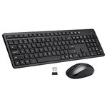 Wireless Keyboard and Mouse Combo, 2.4G Silent Cordless Wireless Keyboard Mouse Combo for Windows Chrome Laptop Computer PC Desktop, 106 Keys Full Size with Number Pad, 1600 DPI Optical Mouse (Black)