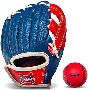 Franklin Sports Kids Baseball Glove - Air Tech Youth Tball Glove - Toddler + Youth Teeball, Baseball + Softball Mitt - Right Hand Throw - Navy/Red - 8.5"