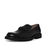 Steve Madden Men's Kyan Loafer, Black Leather/Black, 9 UK