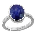 Clara Blue Sapphire Neelam 6.5cts or 7.25ratti Stone Silver Adjustable Ring for Women