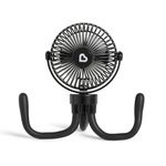 Munchkin Pram Fan | Mini Portable Fan for Stroller with Led Lights | Baby Essentials | 360 Baby Pushchair Fan with 4 Speeds | Black