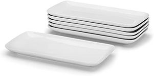 Miicol Rectangle Serving Platters Set of 6, White Serving Plates 9 inch/23cm, Small Ceramic Dinner Plates for Dessert, Sushi, Side Dishes, Party