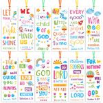 Haooryx 123pcs Bible Verse Bookmarks for Kids, Religious Inspirational Bookmarks Colorful Flower Balloon DIY Book Marks Sunday School Supplies Reading Lovers Gift Goodie Bag Fillers Class Rewards