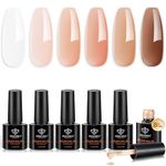 Modelones 8-in-ONE Nail Builder Gel, 6 Colors White Brown Builder Gel for Nails, Hard Gel Builder Nail Extension Gel Builder Gel in a Bottle