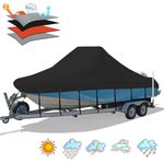 Solim Center Console Boat Cover, 16'-18.5' 1300D Waterproof PU Heavy Duty Trailerable Boat Cover for Center Console Boat, Marine Grade Oxford UV Resistant Polyester Canvas with Tie Down Strap, Black