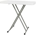 Flash Furniture Adjustable Folding Table, Granite White