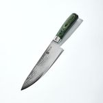 HexClad Chef's Knife, 8-Inch Japanese Damascus Stainless Steel Blade, Pakkawood Handle