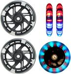 2Pcs 120mm Light Up Scooter Wheels - 2pcs Rear 80mm Light-Up Flashing 3-Wheeled kid Scooter Replacement Wheels with ABEC-9 Bearing for Kick Scooter (Black/120MM)