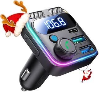 JOYROOM Bluetooth 5.4 FM Transmitter Car Adapter 81W (PD 45W & 36W) [Dual Mics] [Light Switch] [HiFi Bass Sound] [Fast Charging] Wireless Music Adapter Hands-Free Calling LED Display Support USB Drive