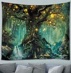 Awesocrafts Tapestry Wall Hanging Tree of Life in Forest, Elves Plants Trippy Nature, Tapestries for Bedroom College Dorm Living Room Wall Decor Art