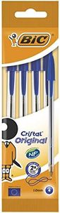 BiC Cristal medium - Bolígrafo de punta redonda, color azul, pack de 4 unidades