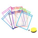 10Pcs Dry Erase Pockets, Resuable Write and Wipe Clean Pockets for Office and Teaching Supplies (10Pcs)