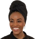 Olivia Sylx African Head Wraps for Black Women, Jersey Scarfs for Women Headwrap, Hair Scarf for Black Women, Soft & Stretchy - Black