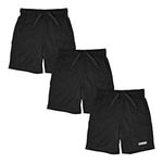 Andrew Scott Boys 3 Pack Active Performance Mesh Style Basketball Sport Shorts, 3 Pack - Black, Large