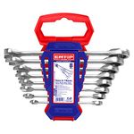 EMTOP ECSS10802 Ratchet Wrench Set, Spanner, Glasses Wrench, Ratchet, Set of 8, 0.3 - 0.7 inches (8 - 19 mm)