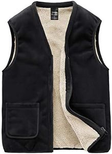 Panegy - Chaleco polar para hombre sin mangas de invierno cálido chaqueta gruesa sin mangas con cuello en V para deportes esquí golf caza pesca viajes senderismo, Estilo 1 negro, L