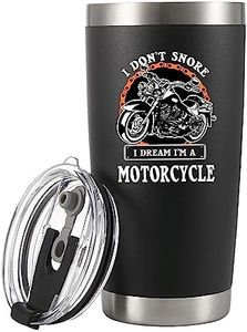 Panvola I Don't Snore I Dream I'm A Motorcycle Stainless Steel Tumbler Snorers Motorcyclist Gift Biker Rider For Dad Husband Boyfriend Uncle Travel Mug (20 oz, Black)