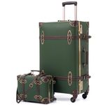 urecity Vintage Suitcase Set for Women, Vintage Luggage Sets for Women 2 Piece, Cute Designer Trunk Luggage, Retro Suit Case, Luggage Zipperless TSA Approved, Army Green, 20"+12"