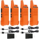 Retevis RT22 Rechargeable Walkie Talkies, Long Range Two Way Radio for Adults, Portable Handheld Radio, Voice Activated, Emergency Alarm, Outdoor Hiking Travel(4 Pack, Orange)