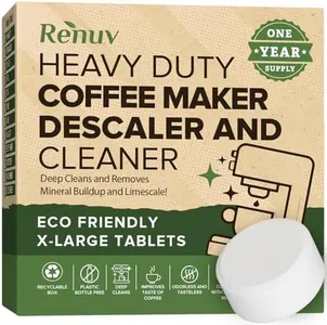 Renuv Coffee Maker Cleaner & Descaler Tablets, 12 Uses for Keurig, Ninja, Breville, Delonghi, Nespresso, Miele, Jura, Mr Coffee, Cuisinart Descaling Solution for Coffee Pot Maker & Espresso Machines