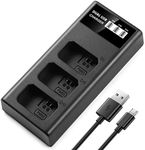 ENEGON NP-FW50 Triple Slot Charger for Sony NEX 3/5/7 Series, SLT-A Series, Alpha a3000, a5000, a5100, a55, a6000, a6100, a6300, a6400, a6500, a7/a7II/a7s/a7SII/a7r/a7rII, rx10, rx10II