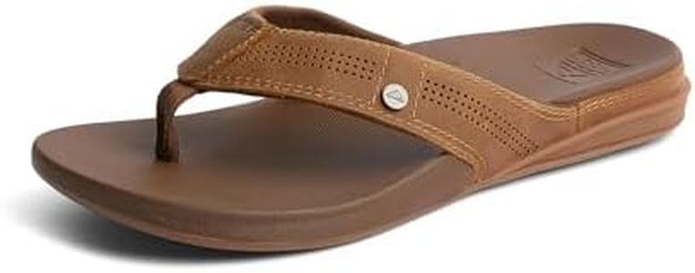 REEF Cushion Lux Men's Flip Flop, Ultra Soft Cushion Footbed, Full Grain Leather Strap, Toffee, 7