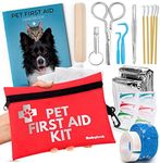 Dog First Aid Kit for Travel | Vet Approved Pet First Aid Supplies for Dog & Cat | Compact Set with Pet First Aid Kit Book, Tick Remover, Emergency Thermal Blanket & More for Hiking, Camping, Hunting