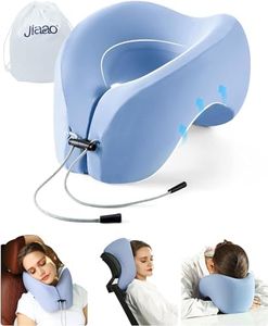 jiaao Almohada Cervical de Espuma con Memoria para avión, Almohada Cervical de Viaje portátil, Almohada Cervical de Viaje, Almohada Cervical de Viaje portátil para avión, Coche, Tren, casa, Azul