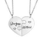 LAZLUVU 2PCS Mother Daughter Matching Heart Necklace Gifts for Women Teen Girls Stainless Steel Love Mom Mama Pendant Necklaces from Daughter for Mother's Day Jewelry Gift