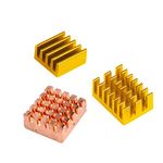 PiBOX India Heatisnk for Raspberry Pi 4, 3 Pieces for Raspberry Pi Heavy Duty Copper and Aluminum Heatsinks with Thermal Conductive Adhesive Tape for Raspberry Pi 4B Model B - 3 Pieces- Gold Color