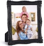 Giftgarden 8x10 Vintage Picture Frame Black, Orante Antique Photo Frame for Tabletop or Wall Display, Decorative Retro Style