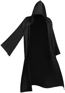 BIGLUFU Cape à Capuche Halloween Déguisement Robe à Capuche Médiévale Halloween Carnaval Soirée Dansante Déguisement Vampire Halloween Capes de Cosplay Costumes (Noir, XXL)