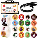 HAOWANWW Teacher Roleplay for Kids Pretend Teacher Set Novelty Pretend ID Card with Teacher Lanyard Behaviour Reward Stickers Kids School Stuff Role Play Game Accessories