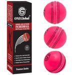 ONEGlobal Incrediball Soft Practice Cricket Ball | Outdoor & Indoor Soft Rubber Cricket Ball With Core & Stitched Seam | For Honing Skills & Family Fun (3-Pink)