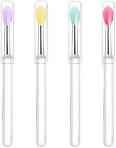 LORMAY Silicone Lip Brushes with Transparent Handles and Caps. Perfect Applicators for Cream Lip Mask, Eyeshadow, and Lipstick (4pcs, Multicolor)