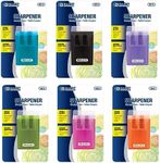 BAZIC Products Pencil Sharpener Dual Blades w/Lid & Receptacle, Standard & Jumbo Size Pencils Crayon, Double Blade Sharpeners for Office School, 1 Unit, Random Color