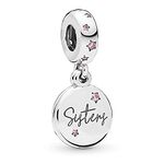 FGT Forever Sisters Dangle Charm Compatible with Pandora Moments Bracelets Pink Star Sterling Silver Women Girl BFF Family Birthday Christmas