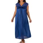 Shadowline Women's Silhouette 53" Short Cap Sleeve Long Gown, Navy, Small